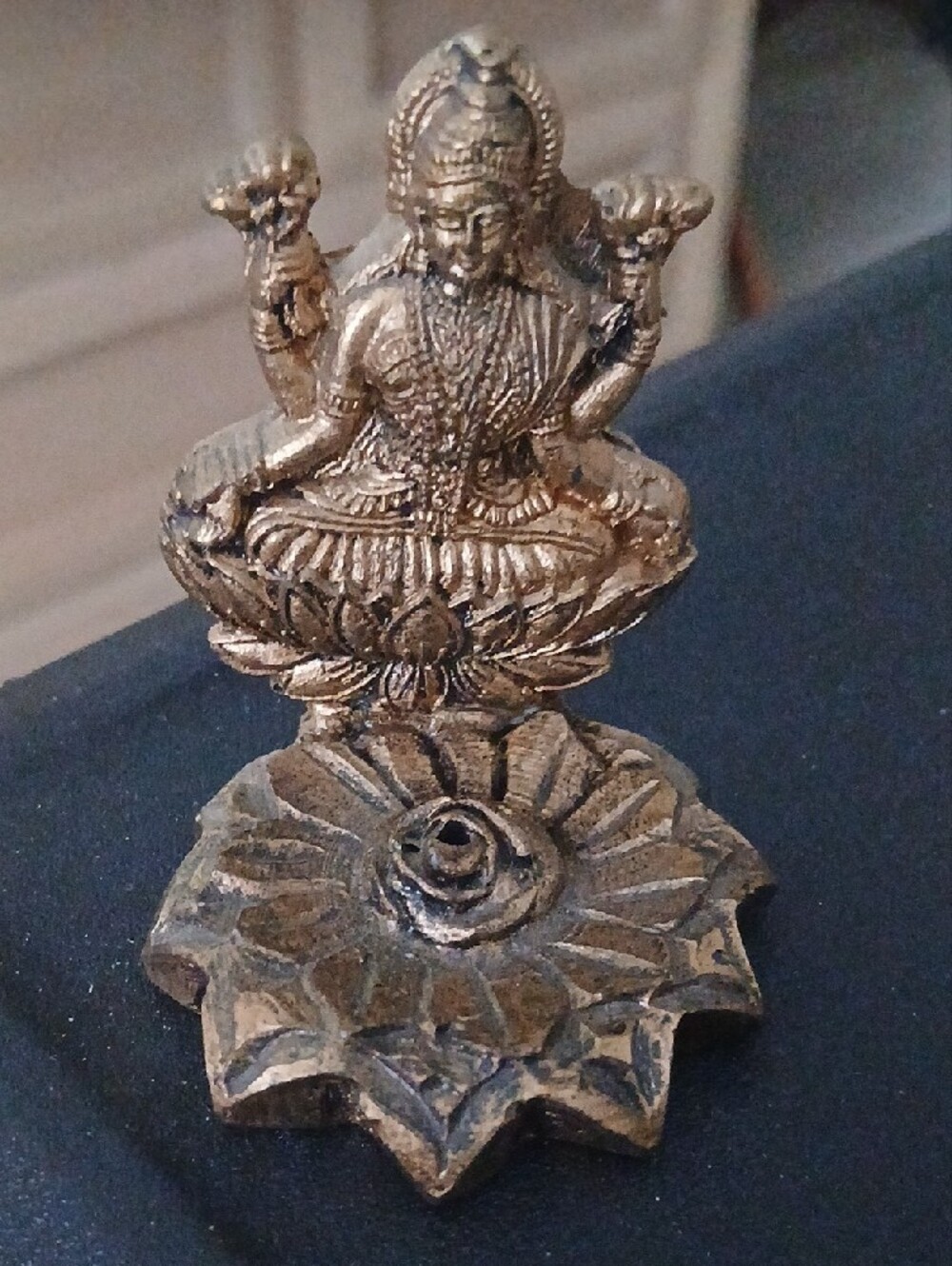 Gold Lotus Incense Holder Sculpture - Home Art Décor